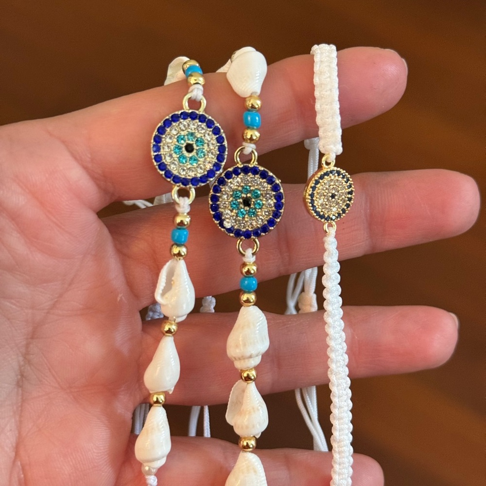 Authentic Greece Evil Eye Braclets set of Three